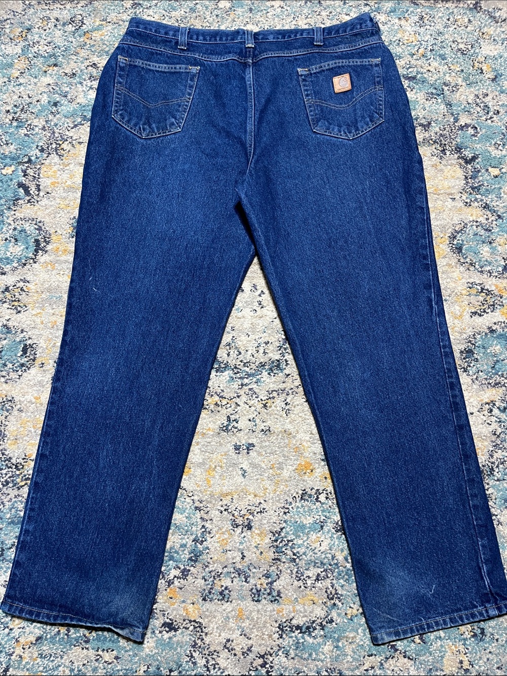 VTG Carhartt Men's Relaxed Fit Dark Blue Denim Jeans Size 42/32